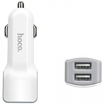 Блок питания автомобильный 2 USB HOCO, Z36, Leader, 2400mA, пластик, огнестойкий, цвет_белый3