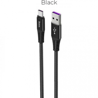 Кабель USB - Type-C HOCO X22, 1.0м, круглый, 5.0A, ткань, цвет_чёрный