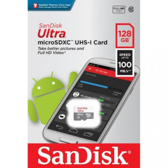MicroSD  128GB  SanDisk Class 10 Ultra Light UHS-I  (100 Mb_s) без адаптера