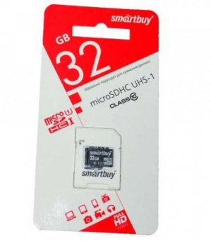 MicroSD  32GB  Smart Buy Class 10 UHS-I без адаптера