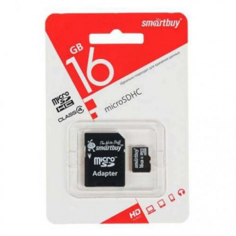 MicroSD  16GB  Smart Buy Class 10 UHS-I + SD адаптер  COMPACT