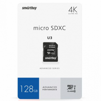 MicroSD  128GB  Smart Buy Сlass 10  Advanced U3 V30 A1