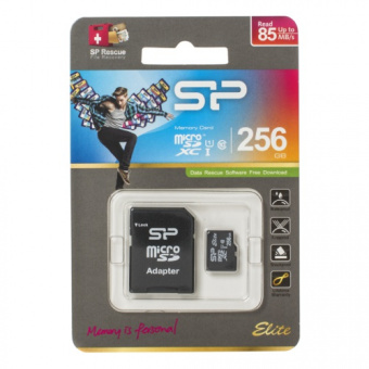 MicroSDXC  256GB  Silicon Power Class 10 Elite UHS-I (R_W 75_15 Mb_s) + SD адаптер