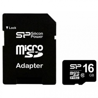 MicroSD  16GB  Silicon Power Class 10  + SD адаптер