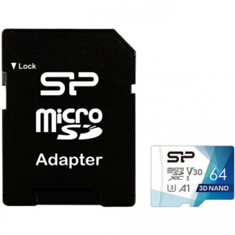 MicroSD 64GB Silicon Power Class 10 Superior Pro Colorful + SD адаптер