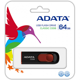 USB 64GB A-Data C008 чёрный_красный_2