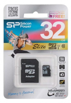 MicroSD  32GB  Silicon Power Class 10 + SD адаптер